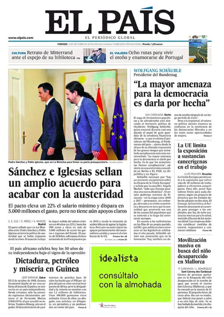 portada el pais 12 octubre