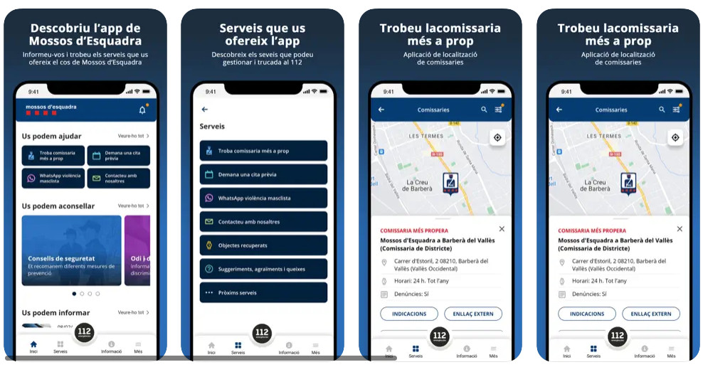 Capturas de pantalla de la nueva app de Mossos d'Esquadra / MOSSOS