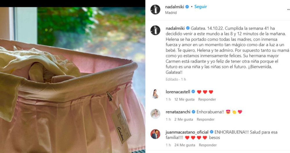 Publicación de Miki Nadal en Instagram / @nadalmiki