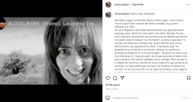 Mensaje de Silvia Caballol / INSTAGRAM