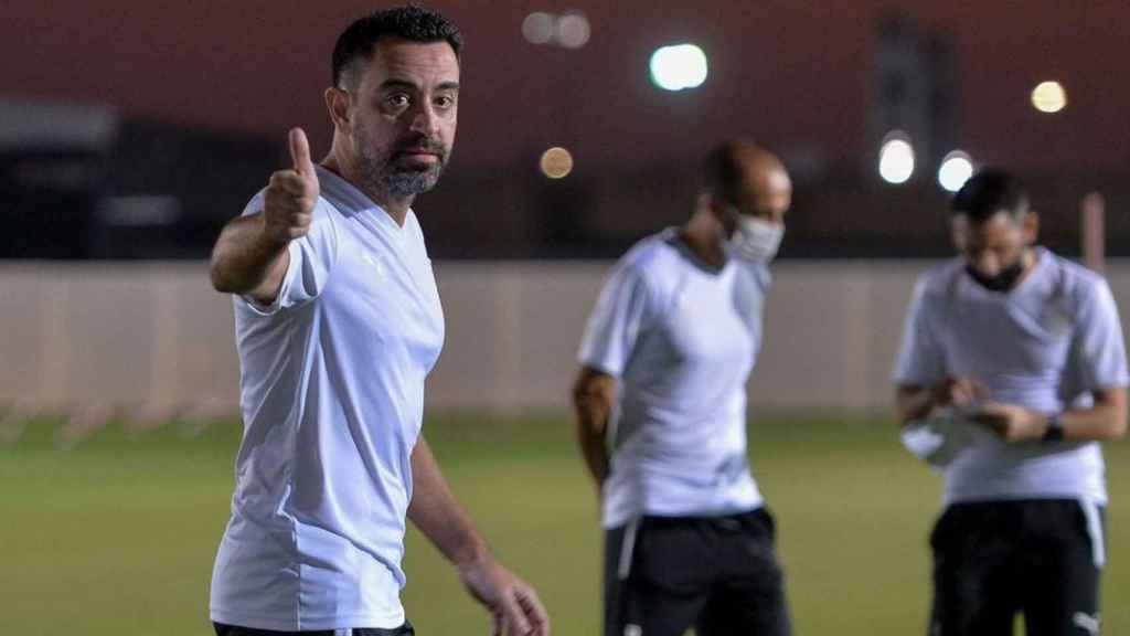 Xavi Hernández, dirigiendo un entrenamiento del Al Sadd / Al Sadd