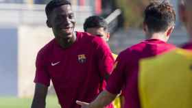 Ilaix Moriba, entrenando con el Barça B / FC Barcelona