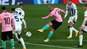 Braithwaite disparando a portería contra el Real Valladolid / FC Barcelona