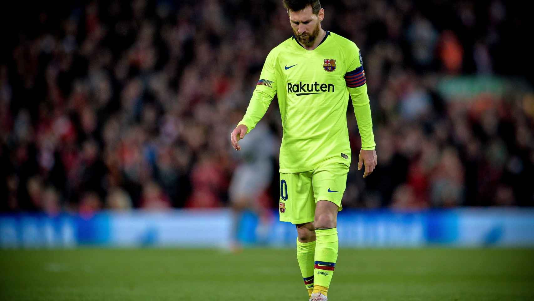 Una foto de Leo Messi durante el Liverpool - Barça / EFE