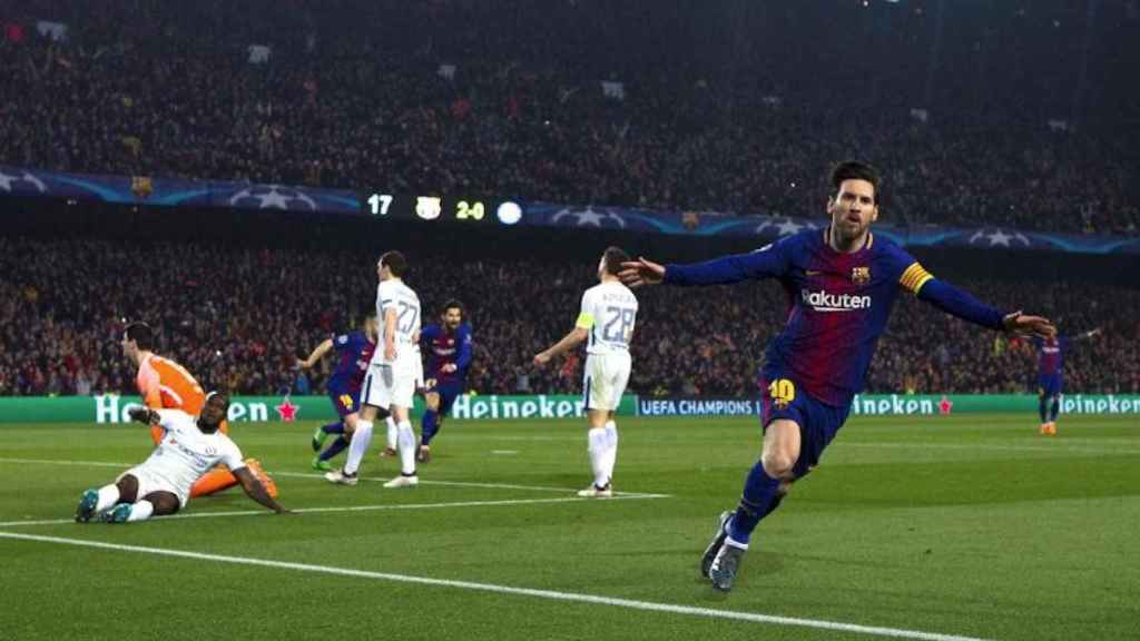 Messi celebra su gol frente al Chelsea la temporada pasada / EFE