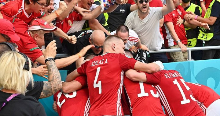 La selección de Hungría celebra su gol ante Francia / EFE