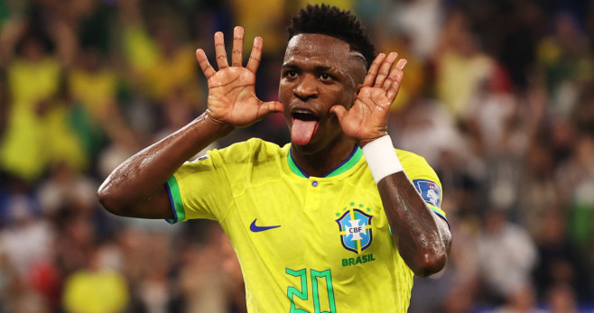 Vinicius Jr, celebrando un gol con la selección de Brasil / EFE