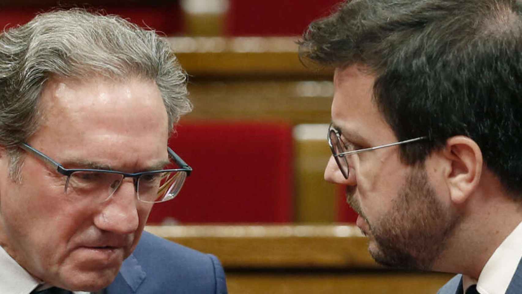 El consejero de Economía, Jaume Giró (i) y el presidente del Govern, Pere Aragonès (d) / EFE