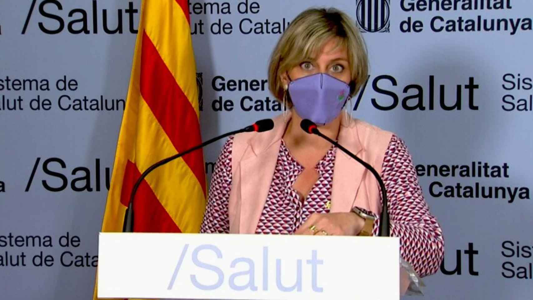 La consejera de Salud, Alba Vergés, en la rueda de prensa en que anuncia el inicio de la desescalada en Cataluña / CG