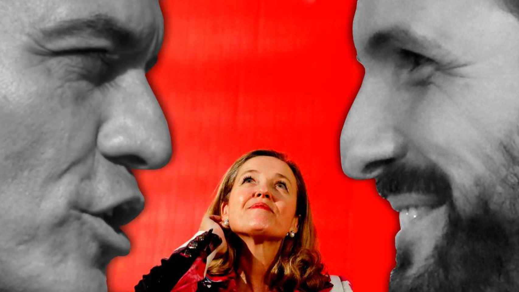 Pedro Sánchez (PSOE), Pablo Casado (PP) y la ministra de Economía, Nadia Calviño / CG