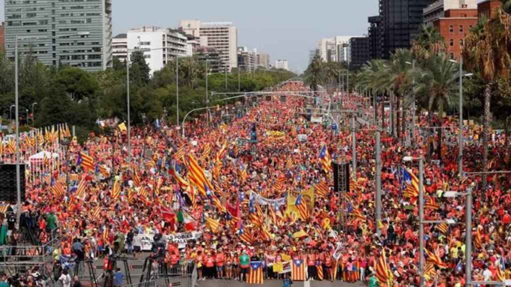 Manifestación independentista organizada por la ANC en la Diada de 2018 / EFE