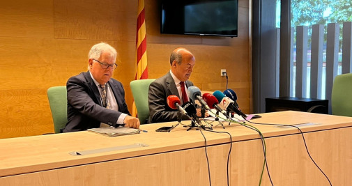El presidente de la Audiencia de Girona, José Isidro Rey, y el presidente del TSJC, Jesús María Barrientos, tras la reunión de la Sala de Gobierno del TSJC / EUROPA PRESS