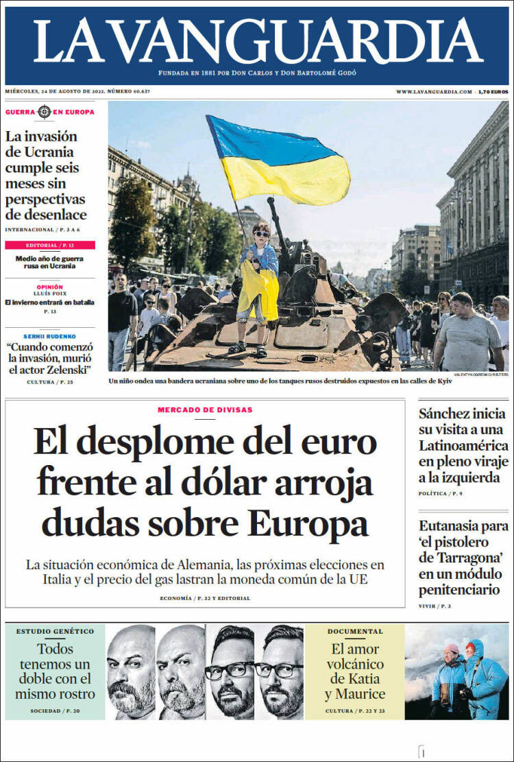 Portada de 'La Vanguardia' del 24 de agosto de 2022