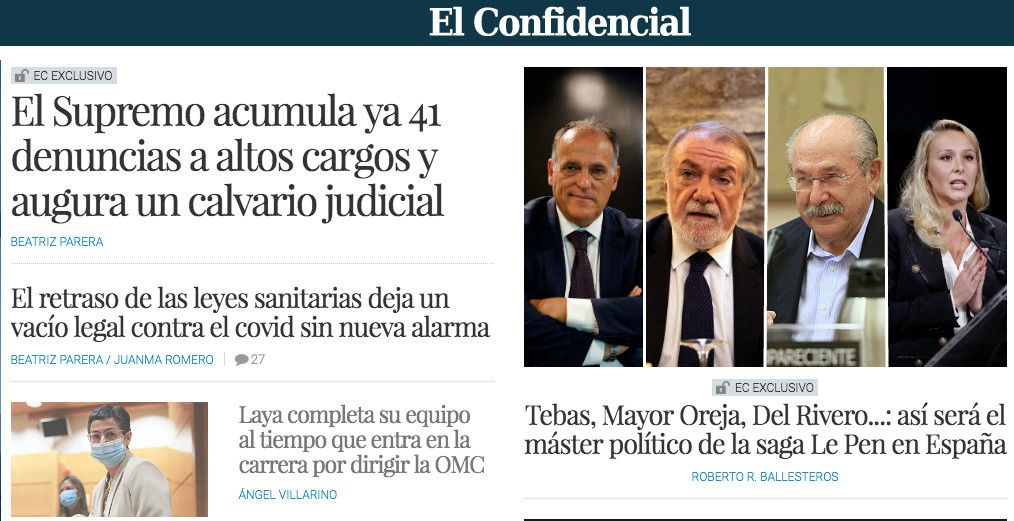 Noticia de la portada de 'El Confidencial'