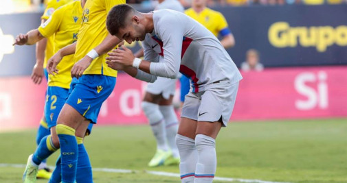 El delantero del Barcelona FC, Ferrán Torres, en el encuentro ante el Cádiz / EFE