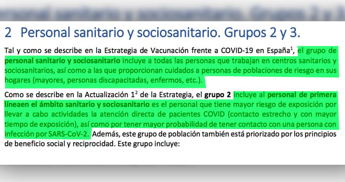 Extracto de la estrategia de vacunación pactada entre el ministerio y las comunidades autónomas / CG