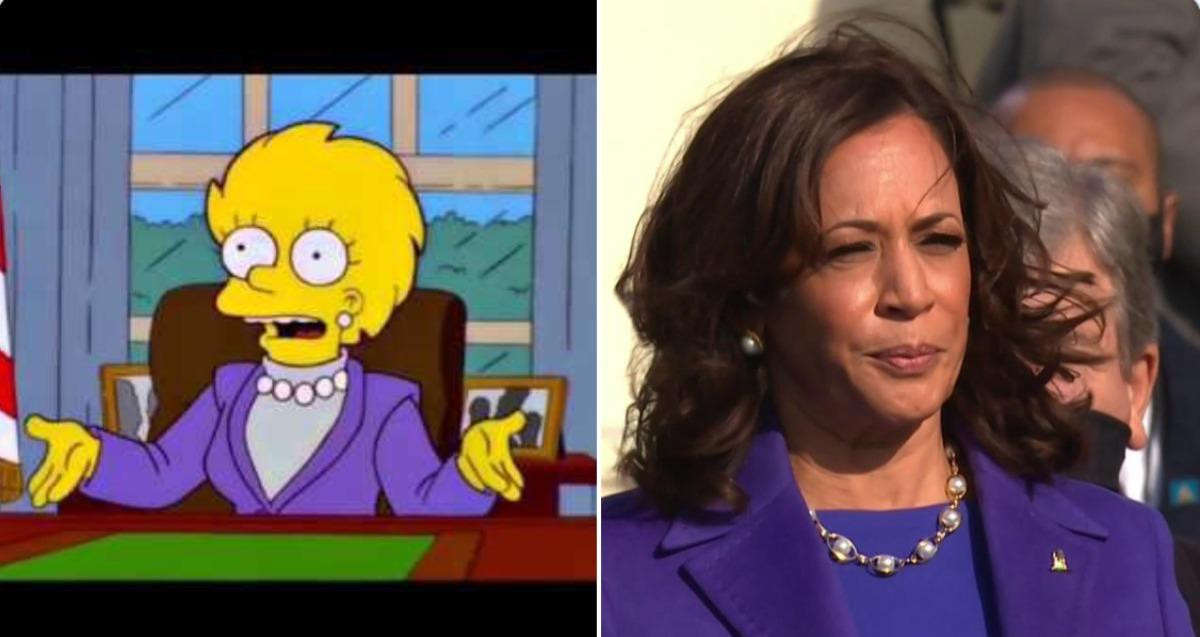 Kamala Harris y Lisa Simpson con el mismo atuendo / TWITTER