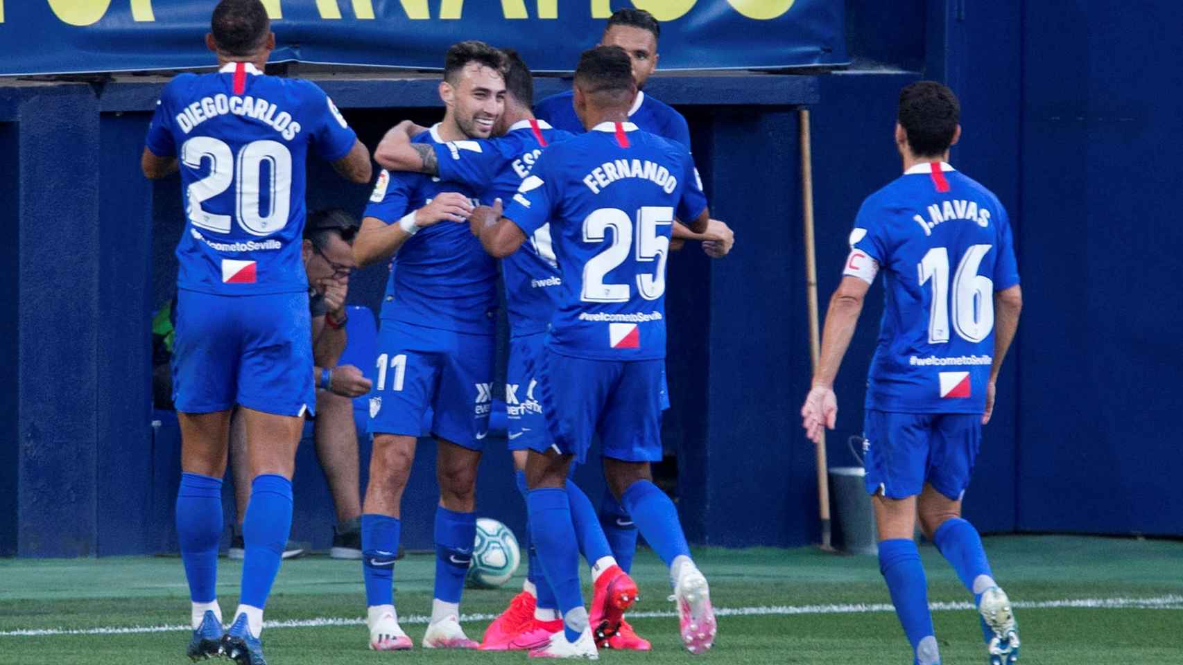 Munir El Haddadi celebrando su gol contra el Villarreal / EFE