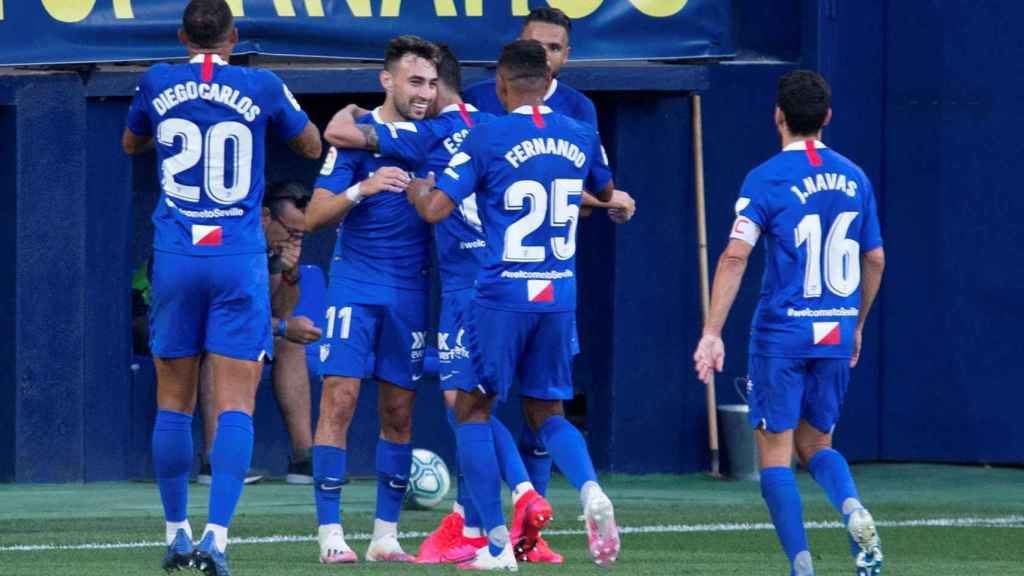 Munir El Haddadi celebrando su gol contra el Villarreal / EFE