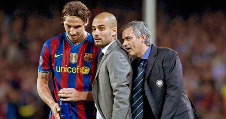 Mourinho y Guardiola con Ibrahimovic / EFE