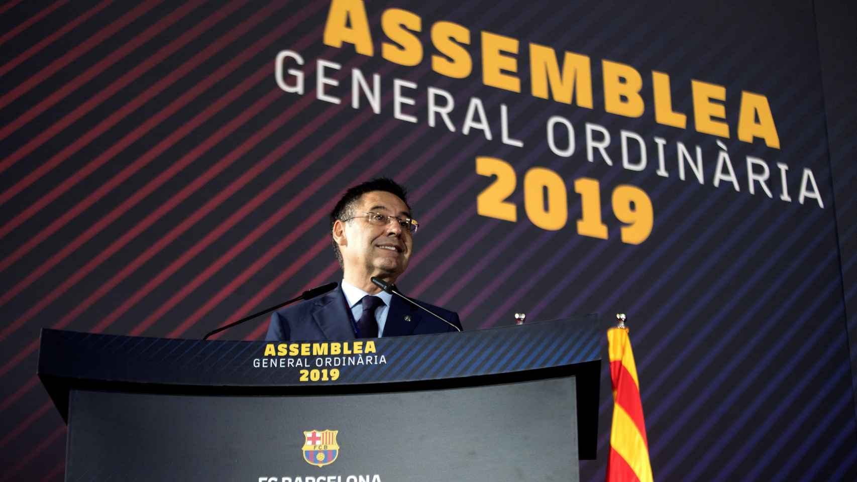 Una foto de Josep Maria Bartomeu durante su discurso presidencial en la Asamblea de Compromisarios / EFE