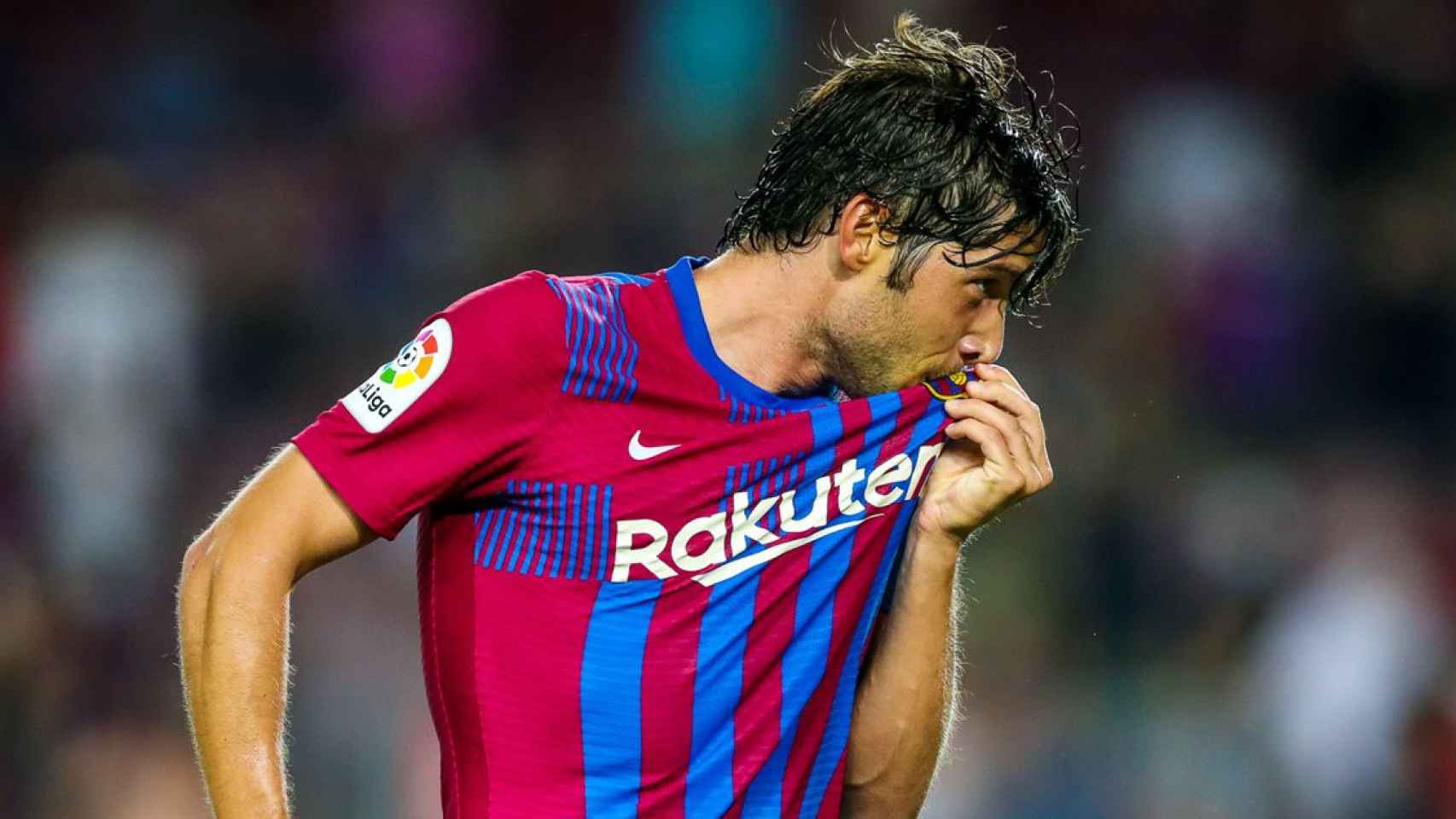 La celebración de Sergi Roberto en el debut ante la Real Sociedad / FCB