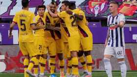 Los jugadores del Barça celebrando el gol /EFE