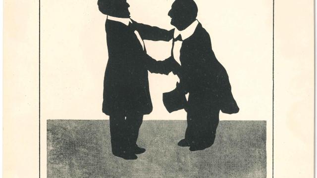 Grabado que representa las siluetas de Wagner y Bruckner en Bayreuth (1873) / OTTO BÖHLER.