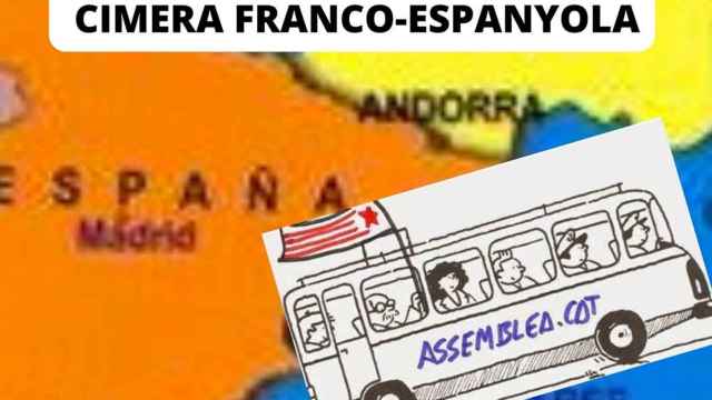 Cartel de la ANC promocionando sus autocares contra la cumbre franco-española / ANC
