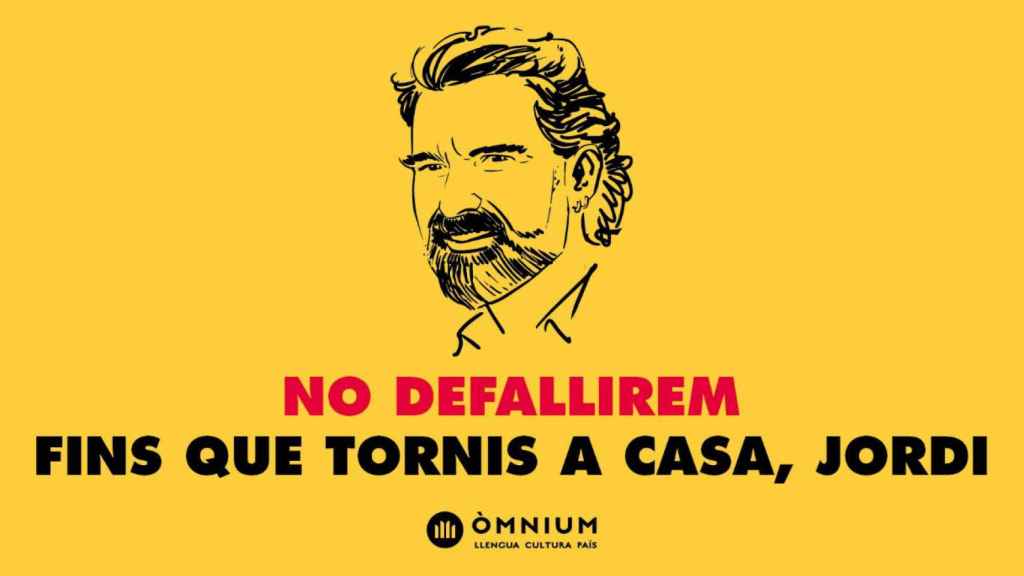 Un cartel de Òmnium Cultural reclamando la liberta de Jordi Cuixart / TWITTER