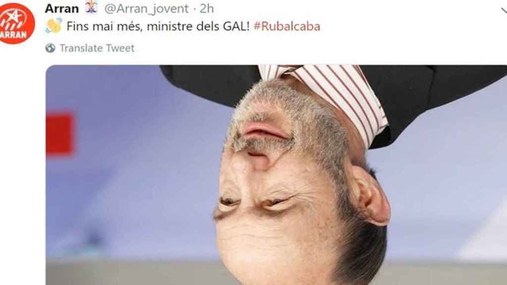 Rubalcaba, del revés en el tuit de Arran que celebra su muerte