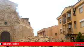 Derrumbe del campanario de Rosselló en Lleida.