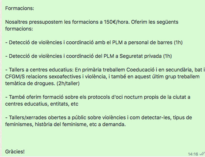 Los cursos contra la violencia sexual a 150 euros la hora / CG