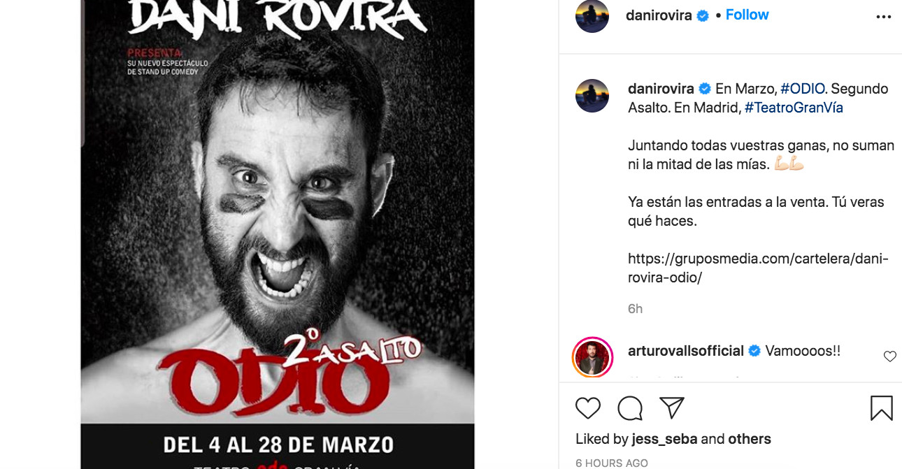 Dani Rovira anuncia la vuelta a los escenarios con su próxima obra de teatro / INSTAGRAM