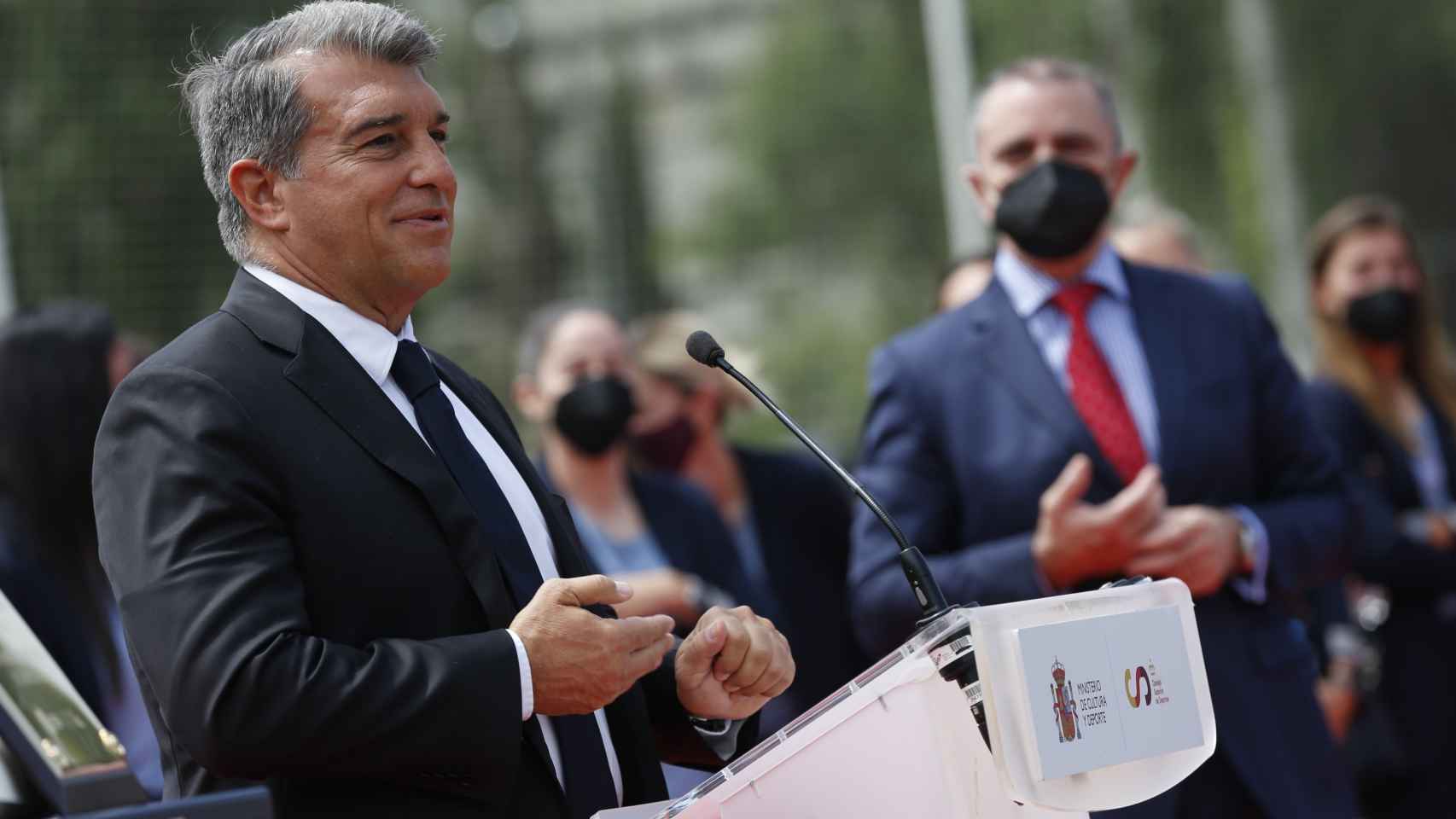 Joan Laporta en un acto del Barça femenino / EFE