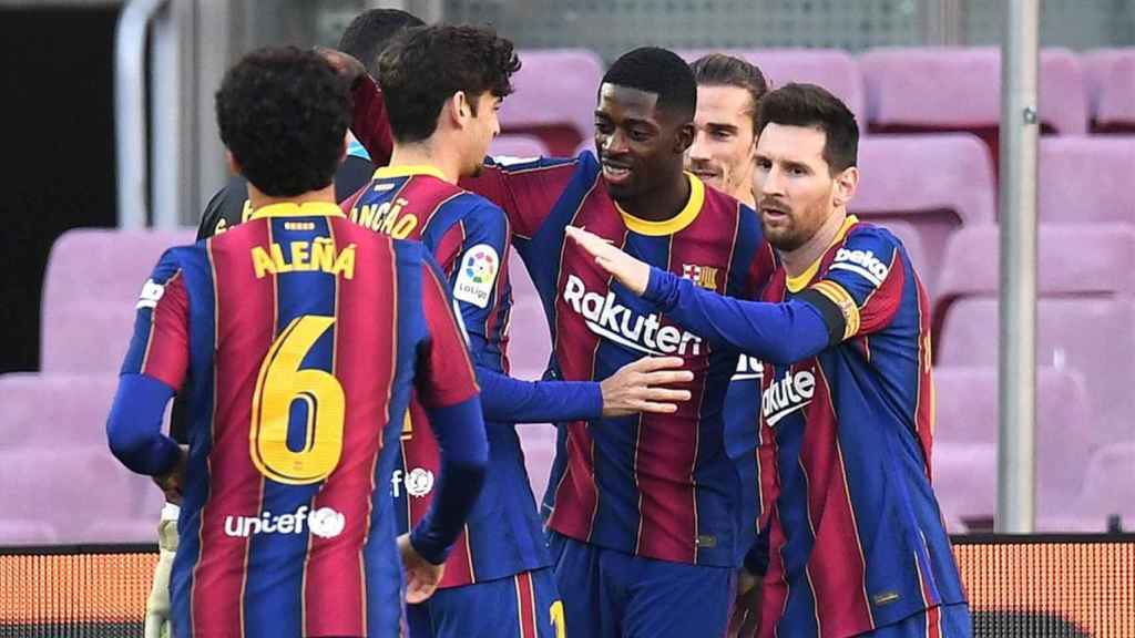 Los jugadores del Barça, celebrando un gol | EFE