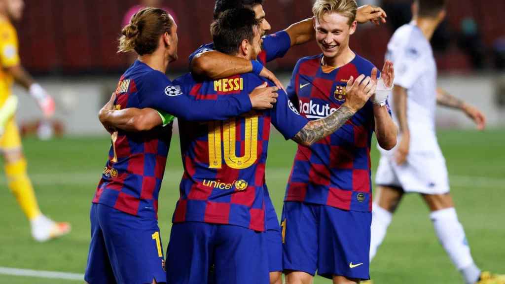 Leo Messi celebrando su gol contra el Nápoles / Redes