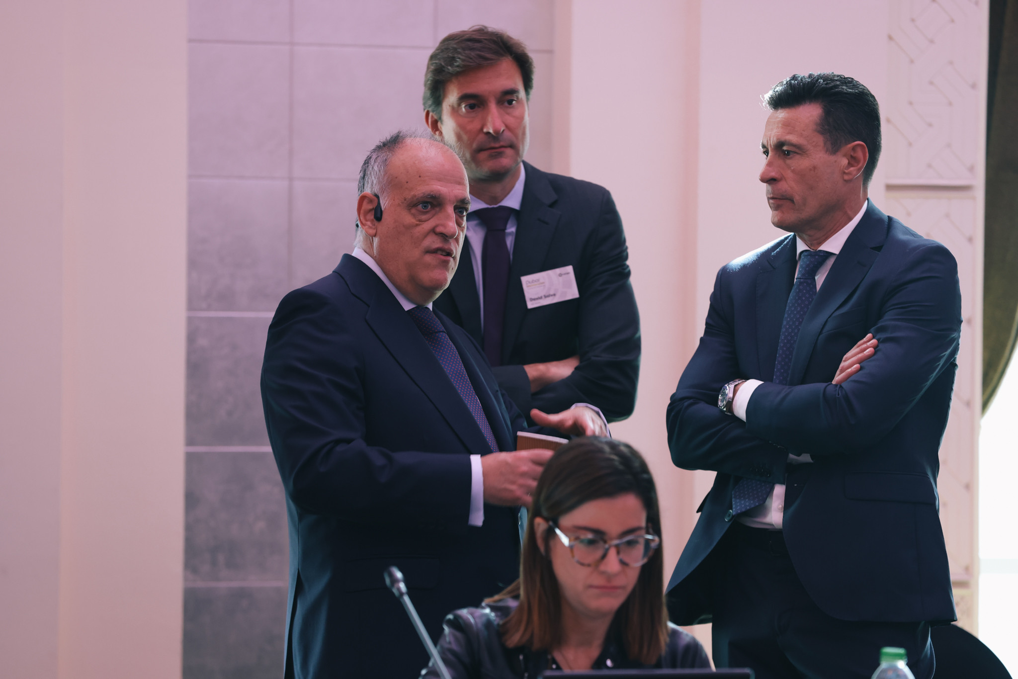 Javier Tebas, durante la asamblea de la Liga celebrada en Dubái / LA LIGA