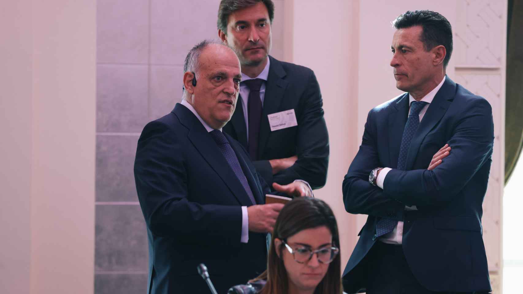 Javier Tebas, durante la asamblea de la Liga celebrada en Dubái / LA LIGA