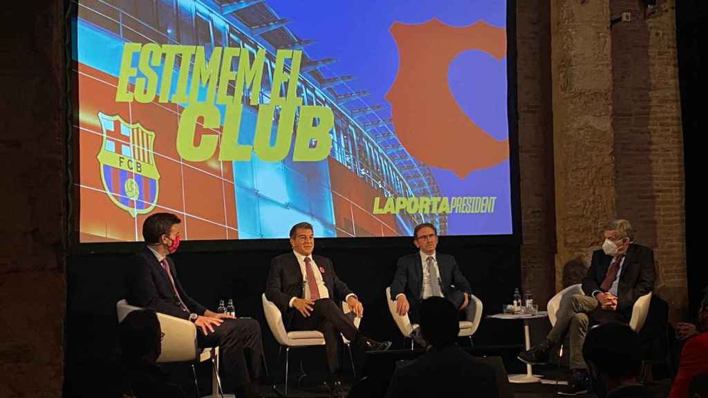 Barbany, Laporta, Giró y Casas en la presentación del programa económico / 'Estimem el Barça'