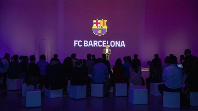 Josep Maria Bartomeu en el acto de presentación de la nueva estrategia digital FCB