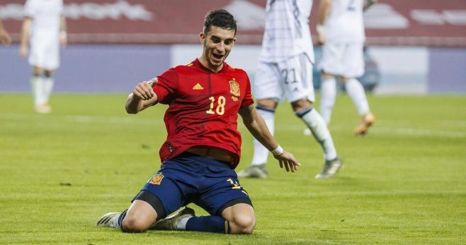 Ferrán Torres, celebrando uno de sus goles / EFE