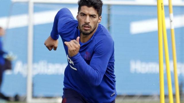 Una foto de Luis Suárez durante un entrenamiento del Barça / FCB