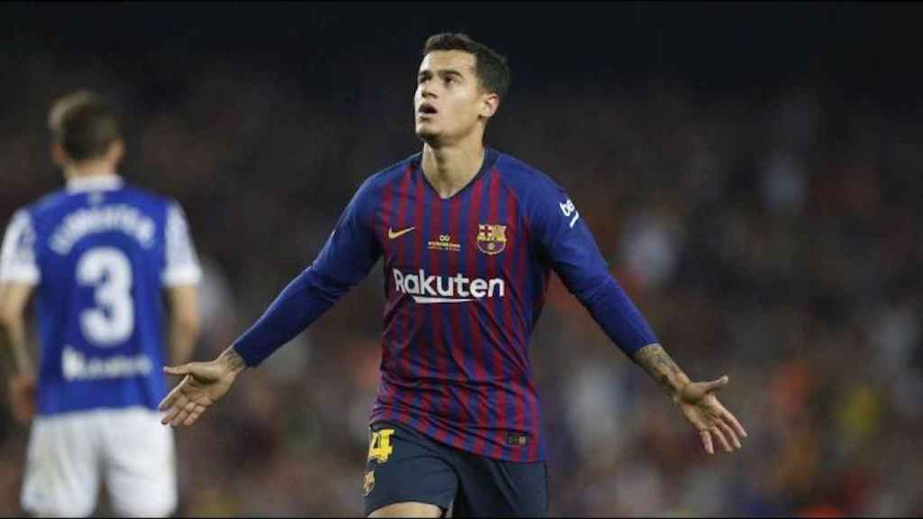 Una foto de archivo de Philippe Coutinho celebrando un gol con el Barça / EFE