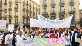 Protesta de sanitarios de Intersindical, como los que se manifestarán en una huelga convocada por Metges de Catalunya / Cedida