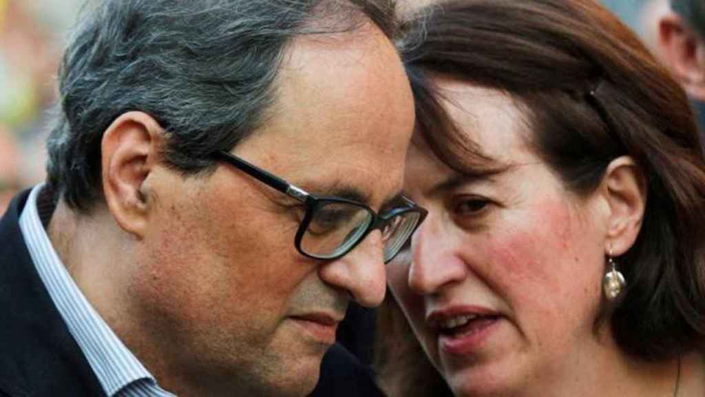 El presidente de la Generalitat, Quim Torra, junto a la presidenta de la ANC, Elisenda Paluzie