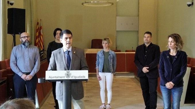 El alcalde de Igualada, Marc Castells, junto a sus homólogos de los municipios de la Cuenca del Òdena / EP