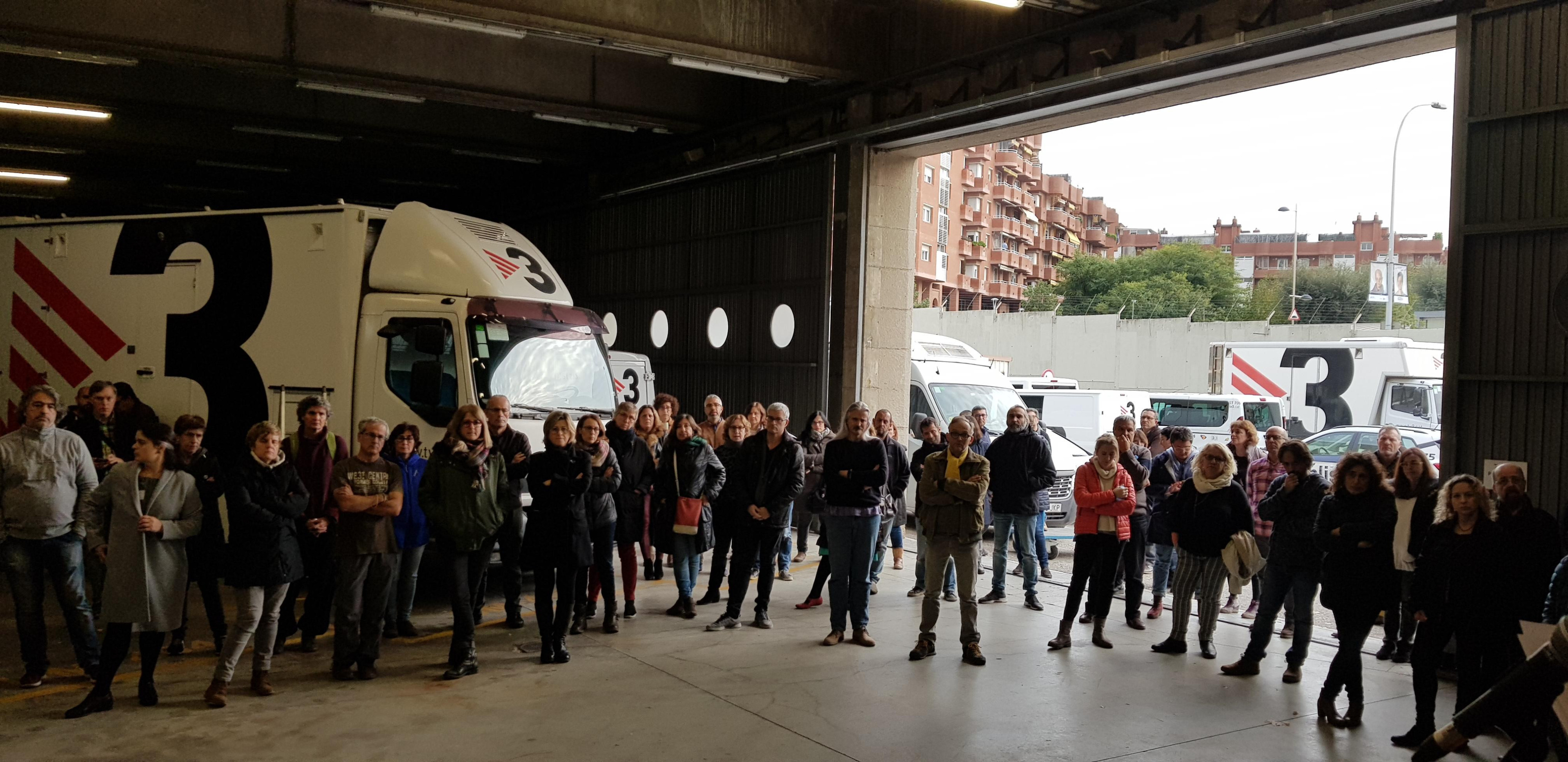 Imagen de los trabajadores de TV3, cuyos sindicatos han rechazado el reparto de poder político de los medios públicos / CG