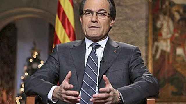 El presidente de la Generalidad, Artur Mas, durante el mensaje de fin de año