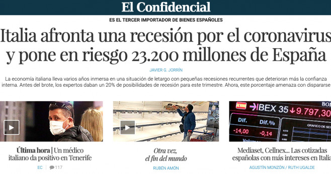 Portada de 'El Confidencial' del 25 febrero de 2020